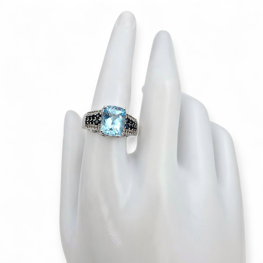 Senza prezzo di riserva - Anello Argento - Topaz, Sapphire (Certificato) #3.2
