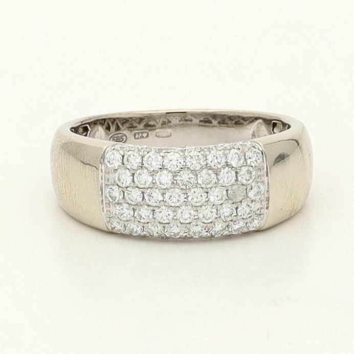 戒指 - 14 克拉 白金 - 1.14ct. tw. 鉆石 (天然) #1.0