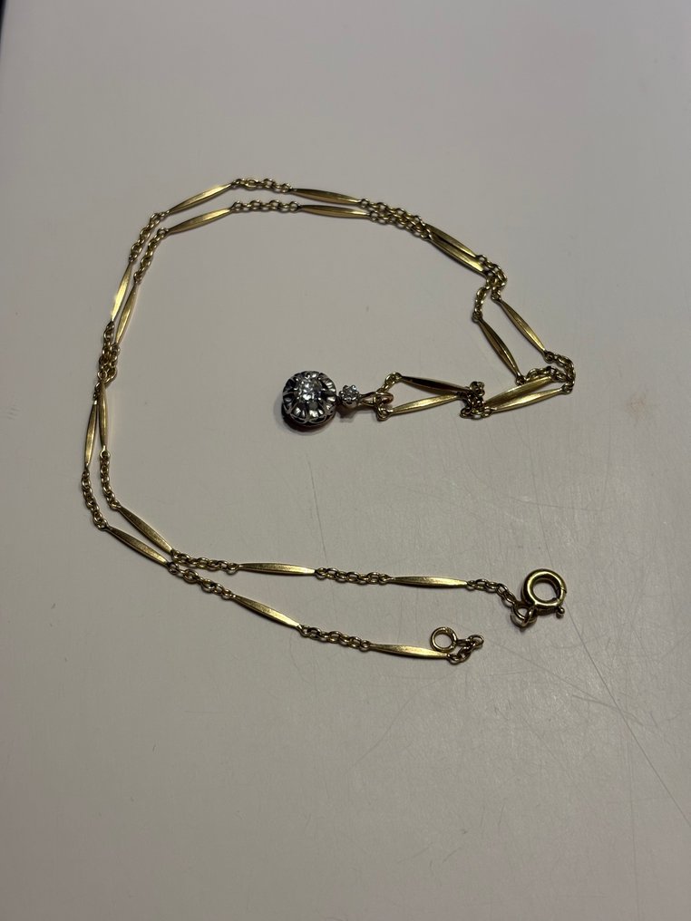 2 részes ékszerszett - 18 kt. Sárga arany, Fehér arany - 0.20ct. tw. Gyémánt (Természetes) #1.0