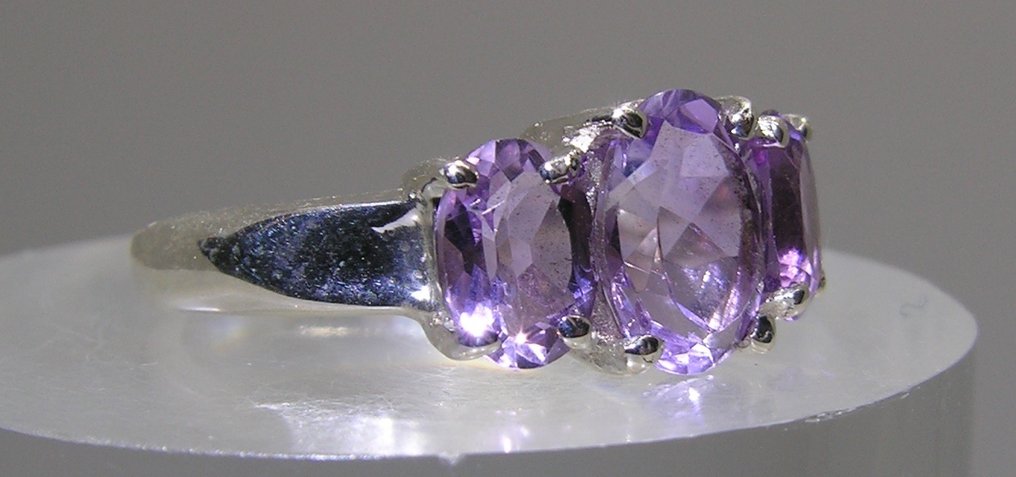 Ametyst Ring - Højde: 24.4 mm - Bredde: 21.9 mm- 4.06 g - (1) #1.0