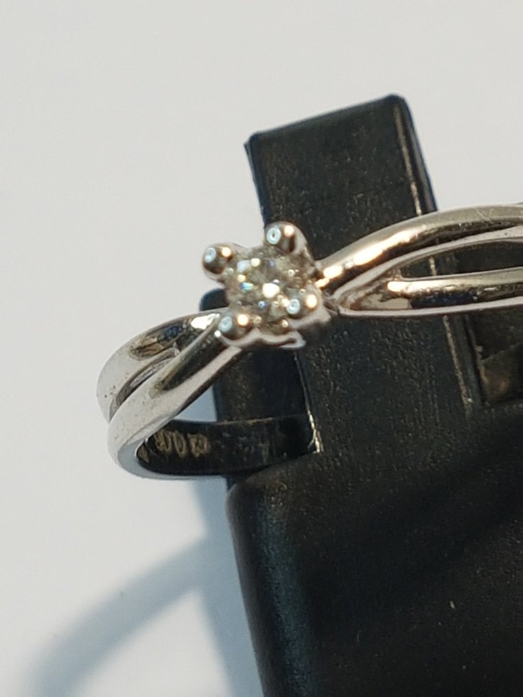 戒指 - 18K包金 白金 钻石 (天然)  #2.1