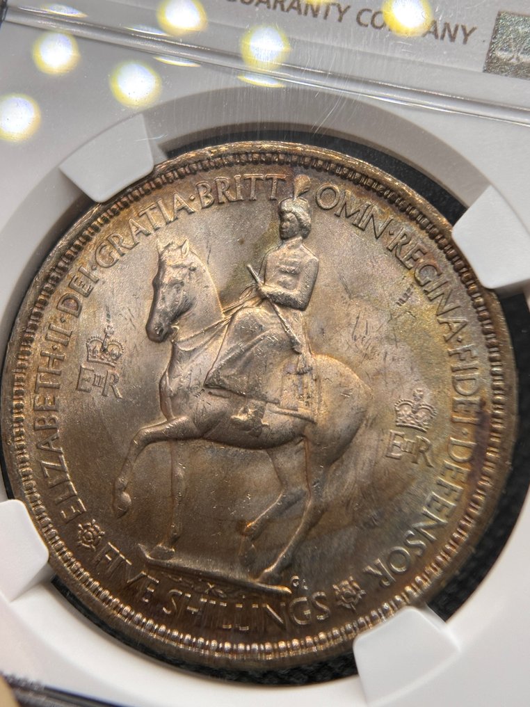 Storbritannien. 5 Shillings 1953 / Elisabeth II / NGC MS64 (Utan reservationspris) #2.1