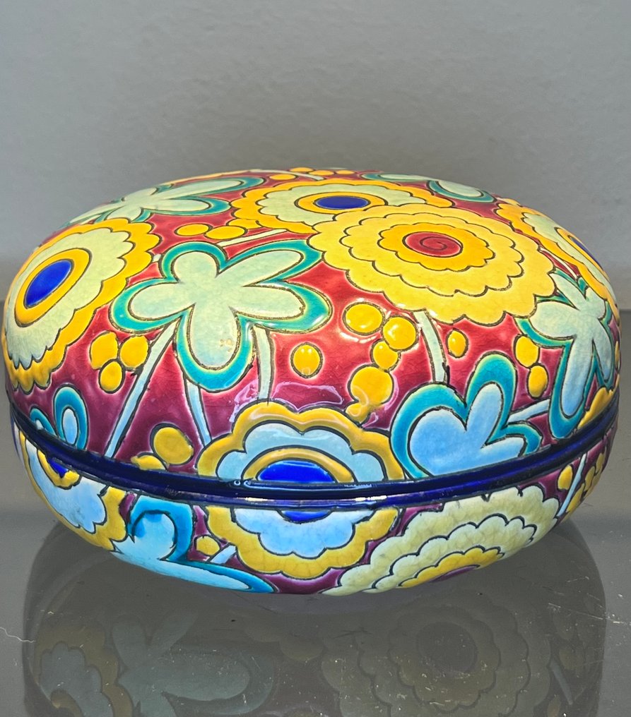 Keramis Boch - Charles Catteau, & Raymond Chevalier - Θήκη - Κουτί με διακοσμητικό καπάκι D.2810 - Faînce Fine #3.2