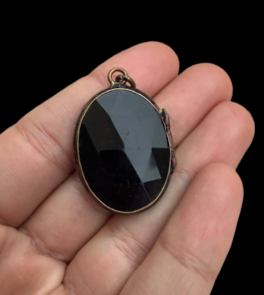 Bronzo, SOUVENIR GOTICO “MEMENTO MORI” in cristallo con finitura esagonale handmade - Ciondolo - GOTICO periodo VITTORIANO #1.0