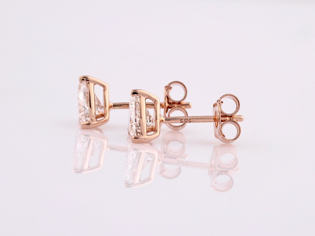 Ingen reservasjonspris - Øredobber - 14 karat Rosegull -  1.00ct. tw. Diamant (Lab-dyrket) #2.1