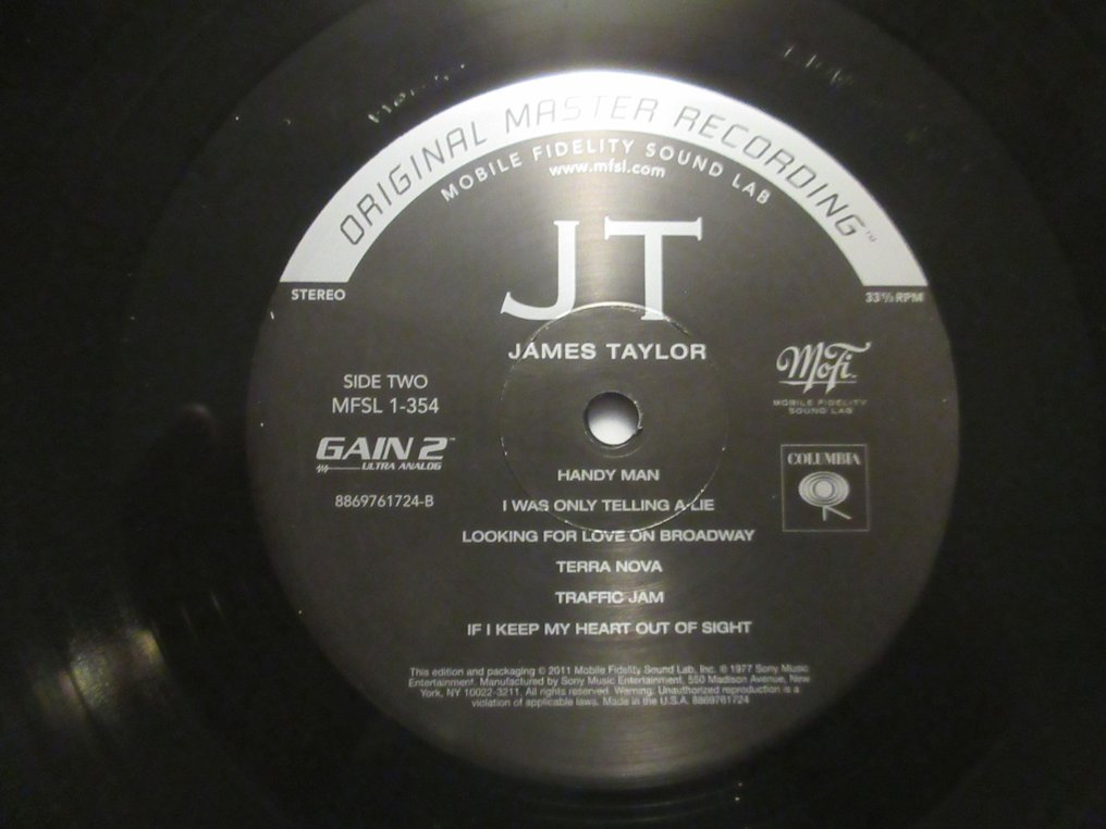 James Taylor - JT - GAIN 2™ Ultra Analog LP 180g Series - #004625 - LP - 180 grammi, Rimasterizzato - 2011 #3.2