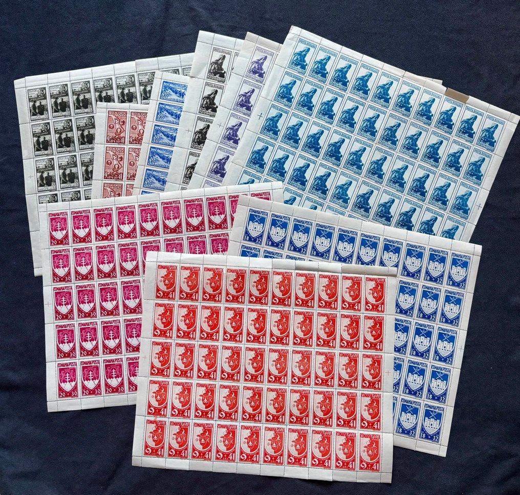 Ρουμανία 1942 - Επέτειος της επανένωσης της Τρανσνίστριας - Μπουκοβίνα - Βλαχέρια - Yvert  696 - 704 #1.0