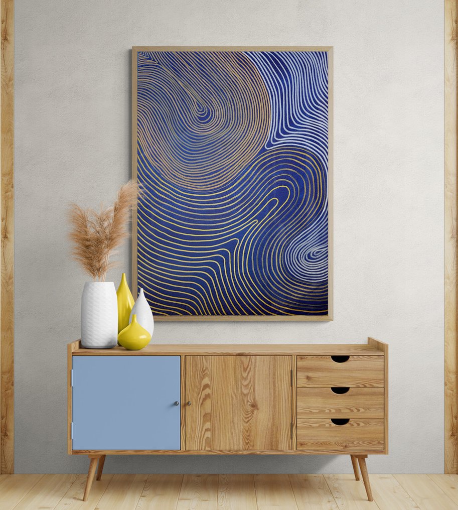 Lao Gonzalez - Cosmic Waves in Blue and Gold, XL, NO RESERVE #1.0