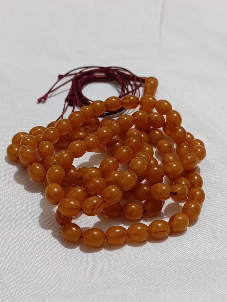  Terço - Âmbar - 1970-1980 - Rosário de Contas de Oração Raro  #3.2