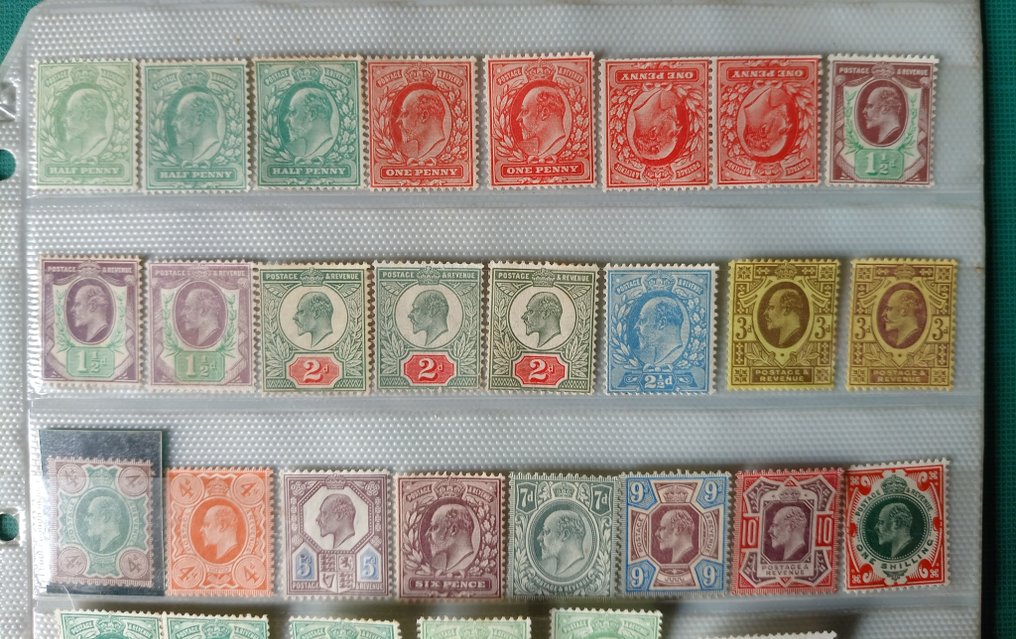 大不列顛  - 爱德华七世未使用和使用过的套装，以及各种列出的颜色变体。 #3.2