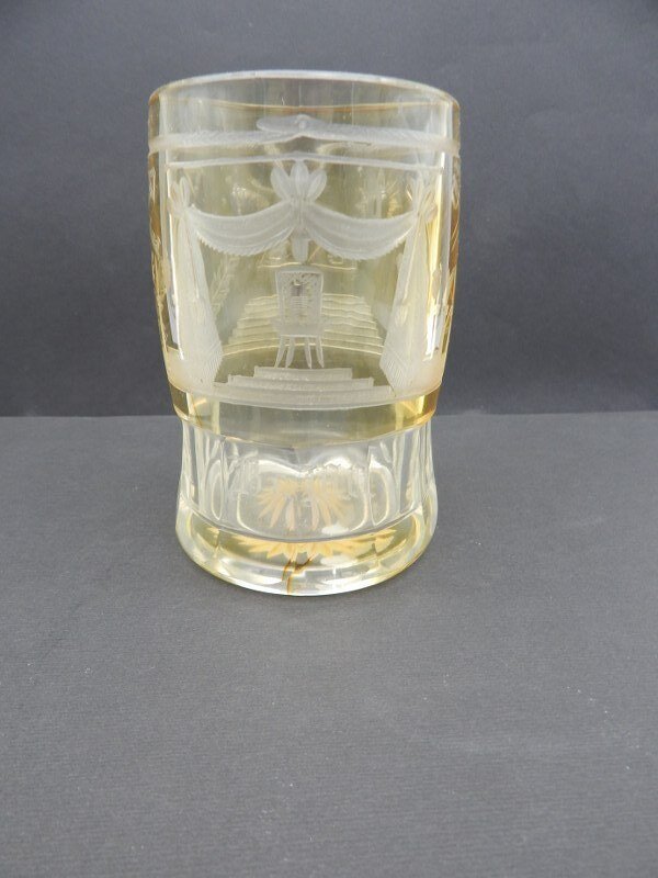 Csehország - Jelvény - masonic franc maconnerie antique boheems glas - 19. század közepe #1.0