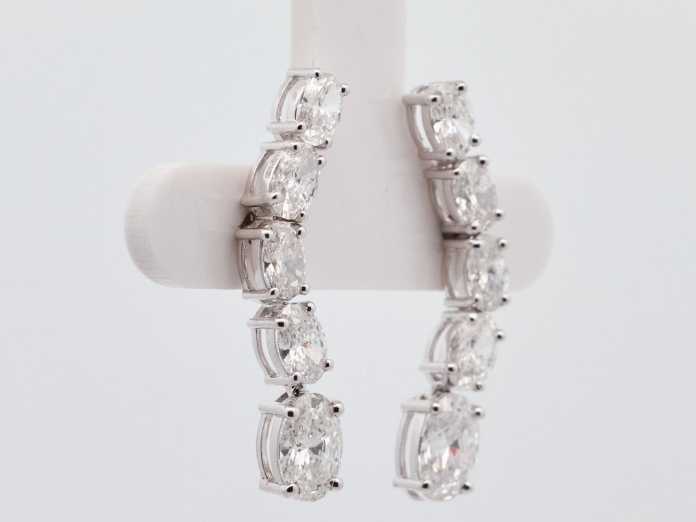 χωρίς τιμή ασφαλείας - Σκουλαρίκια - 14 καράτια Λευκός χρυσός -  3.35ct. tw. Διαμάντι (Εργαστηριακής καλλιέργειας) - Διαμάντι #1.0