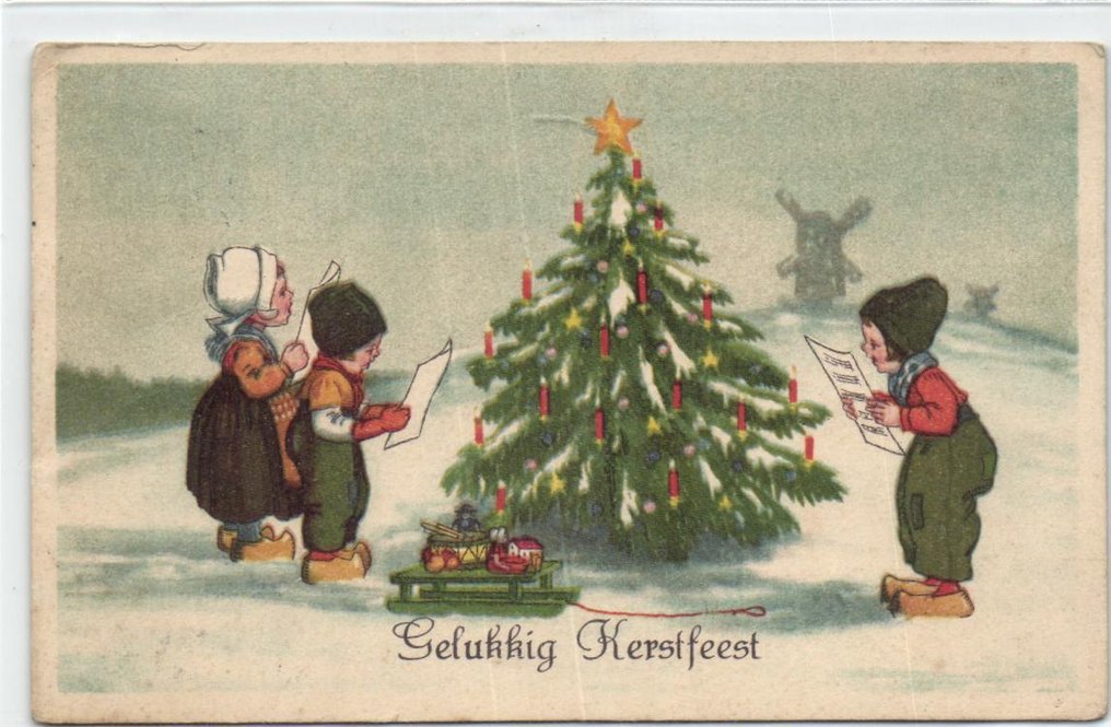 Χριστουγεννιάτικη γιορτή - Φαντασία με χριστουγεννιάτικα δέντρα - με ανάγλυφο, από διαφορετικές - Καρτ-ποστάλ (87) - 1900-1970 #3.2