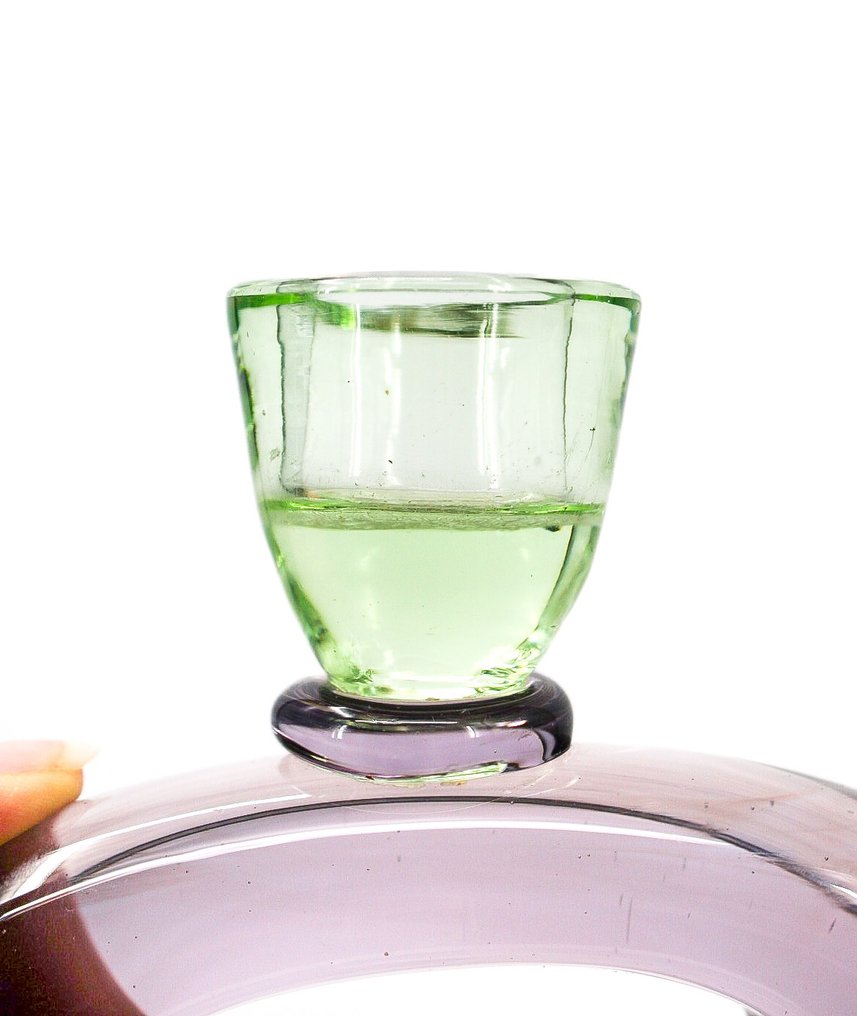 Bougeoir Boho Skrdlovice en verre d'art - Emanuel Beranek - Taperstick (kleine blaker met een dunne pijp) - Uraniumglas #4.3