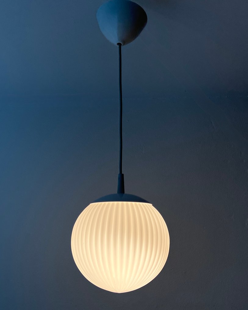 Philips Holland - Louis Kalff - Lampada da soffitto a sospensione - Metallo, Vetro, Alluminio - Opaalglas - H 60 cm #1.0