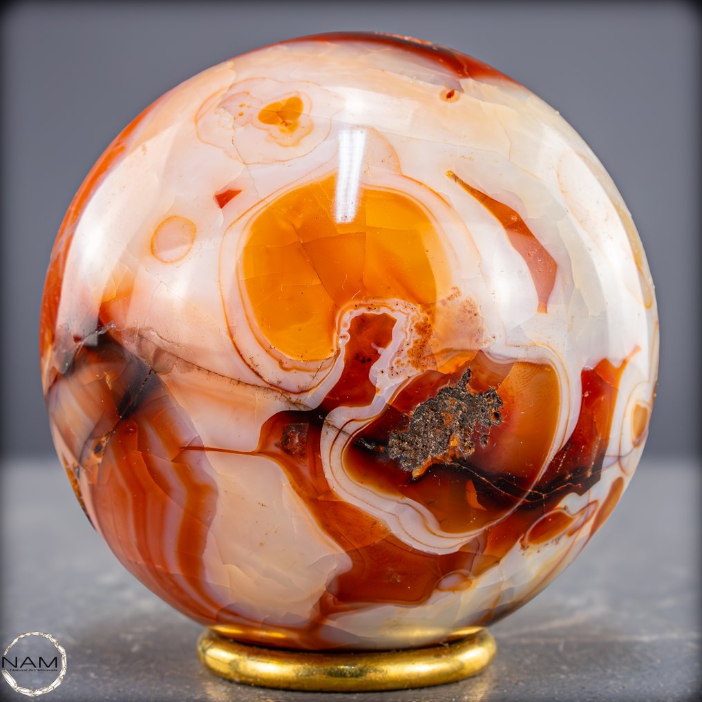 Zapierająca dech w piersiach kula z karneolu – Fajerwerk energii i koloru.- 879.11 g #2.1
