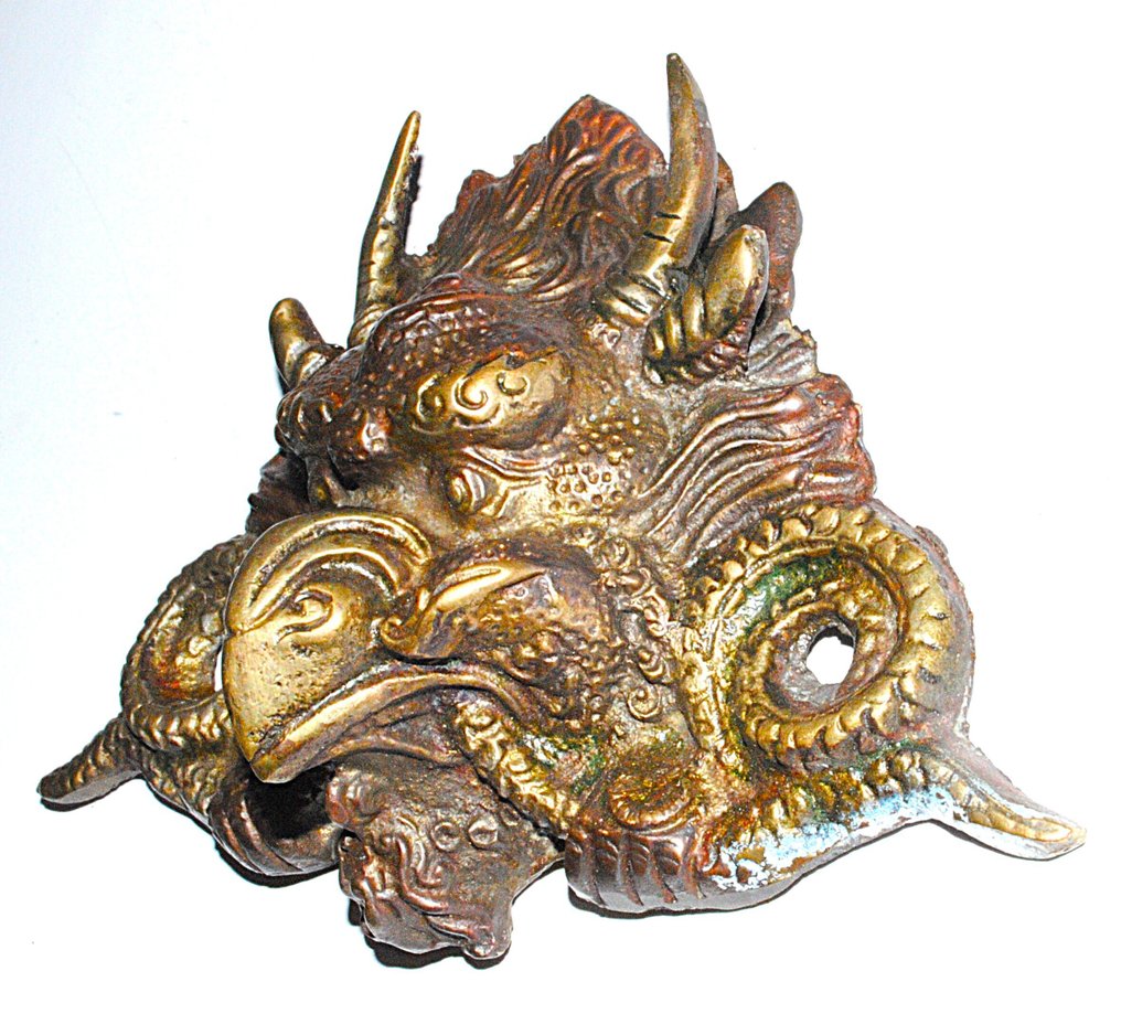 Small mask wall mask copper Chepu Newar 17 cm - Nepal (No reserve price) #3.2