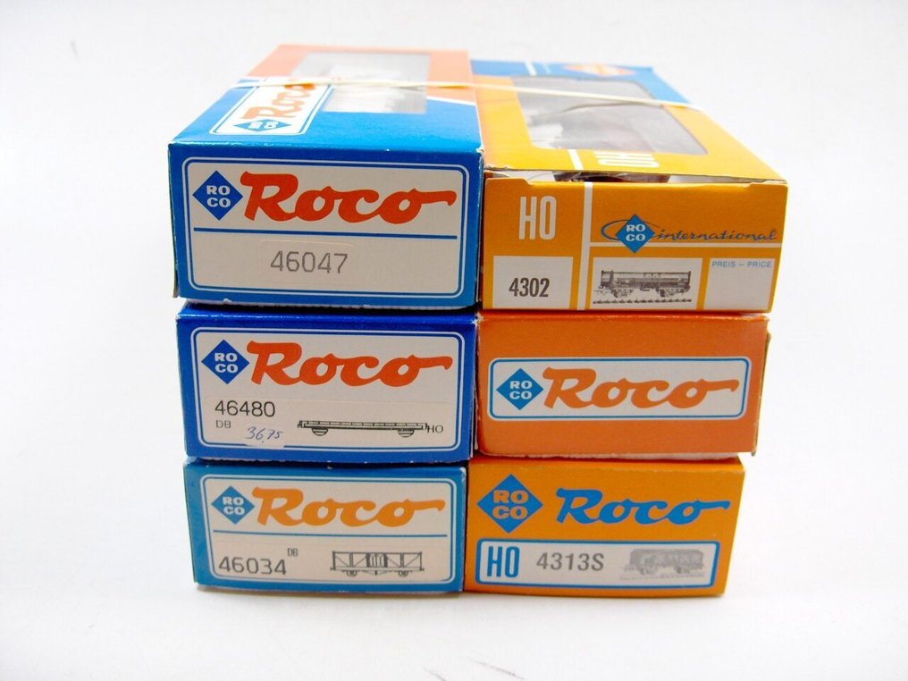 Roco H0 - 4302/46011/46480/46047/46034/4313S - 模型貨運火車 (6) - 6辆货车车厢 - DB #1.0