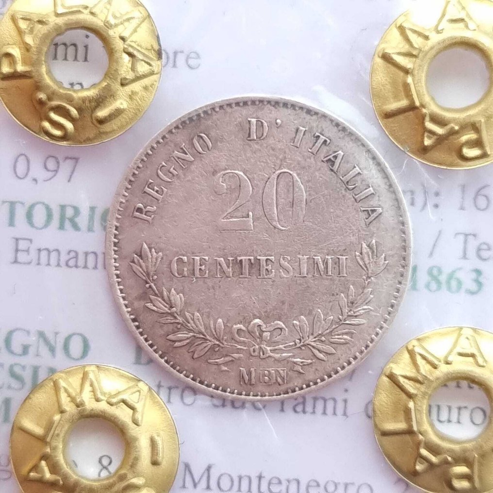 Olaszország. Vittorio Emanuele II - Umberto I. 2 Lire - 20 Centesimi 1863-1886  (Nincs minimálár) #1.0