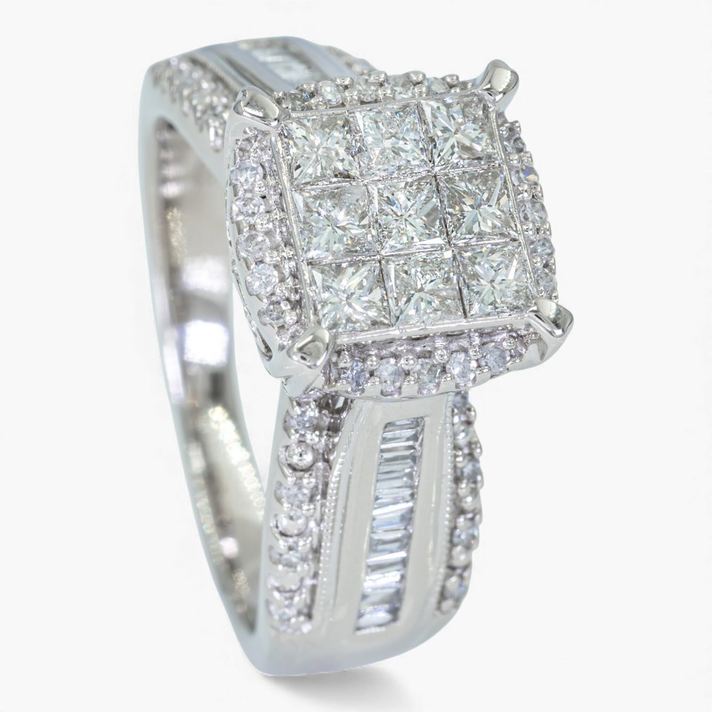 Zonder minimumprijs - Ring - 14 karaat IGI Antwerp, Witgoud -  1.15ct. tw. Diamant (Natuurlijk) #1.0