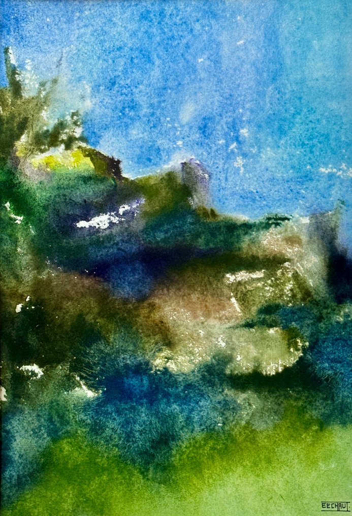 Eugene Eechaut (1928-2019) - Magnifique aquarelle encadrée - Galerie Pfeiffer Bruxelles #1.0