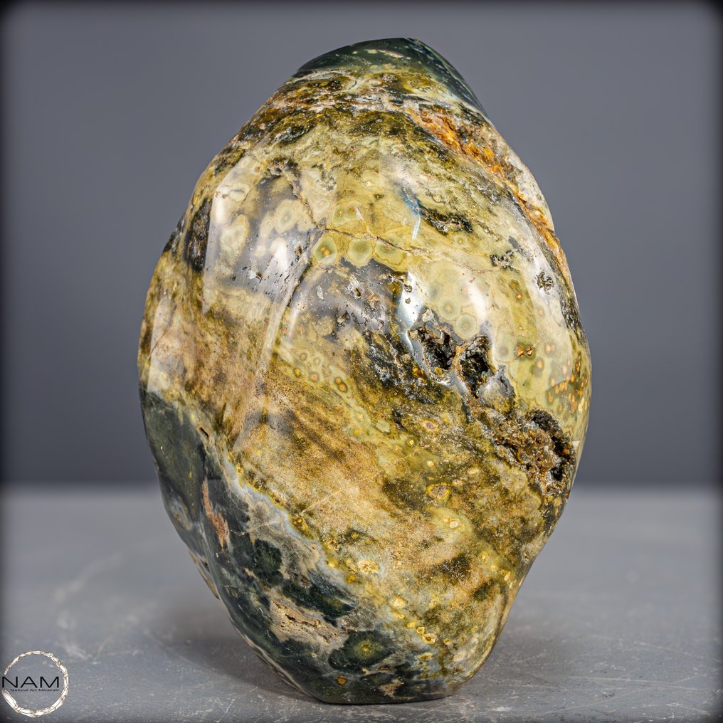 Jaspe océan naturel en forme libre Une pièce pleine de profondeur et de caractère.- 2969.19 g #4.3