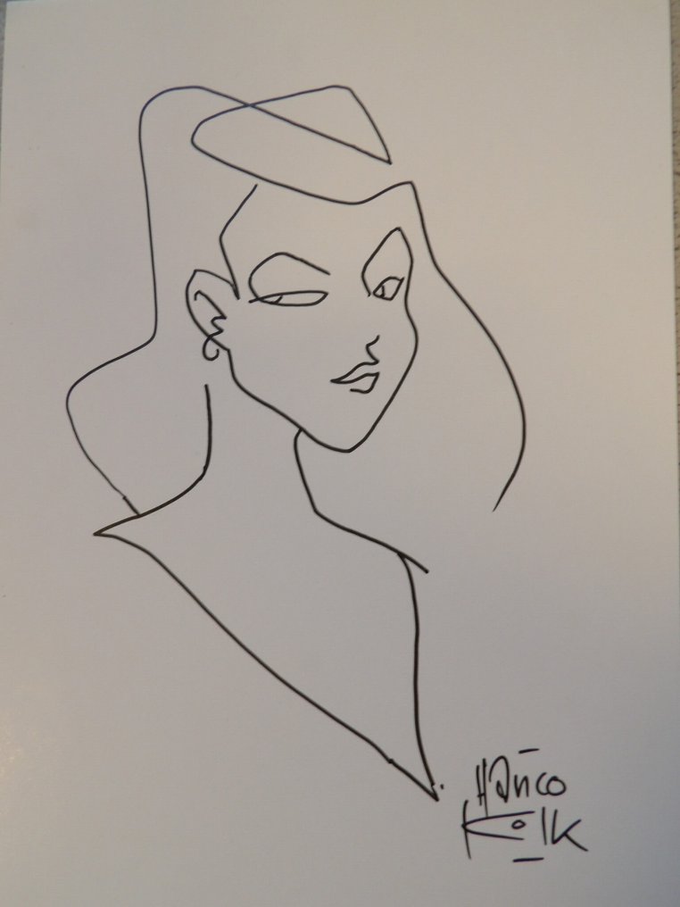 Hanco Kolk originele gestileerde (fan)-tekening - gesigneerd - 1 x 原创设计 #1.0