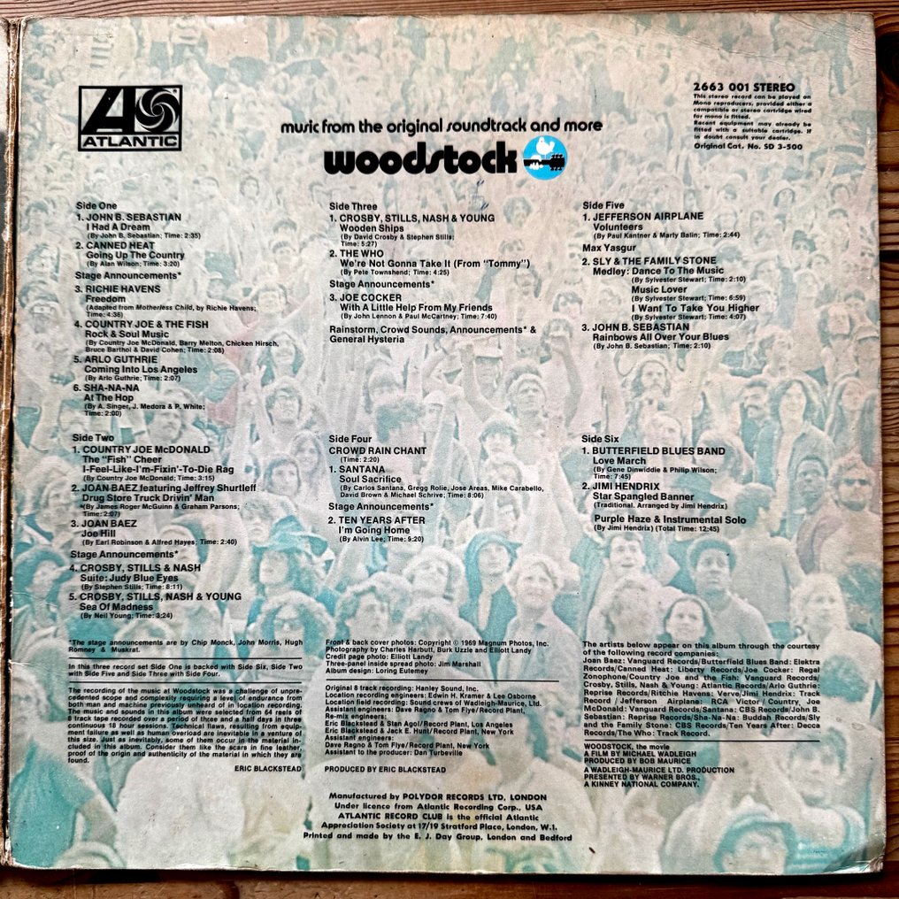 Woodstock & Related - Woodstock  [3 LPs]- original soundtrack [first UK pressing on red/plum labels] - 3 x LP 專輯（三專輯） - 立體聲 - 1970 #2.1