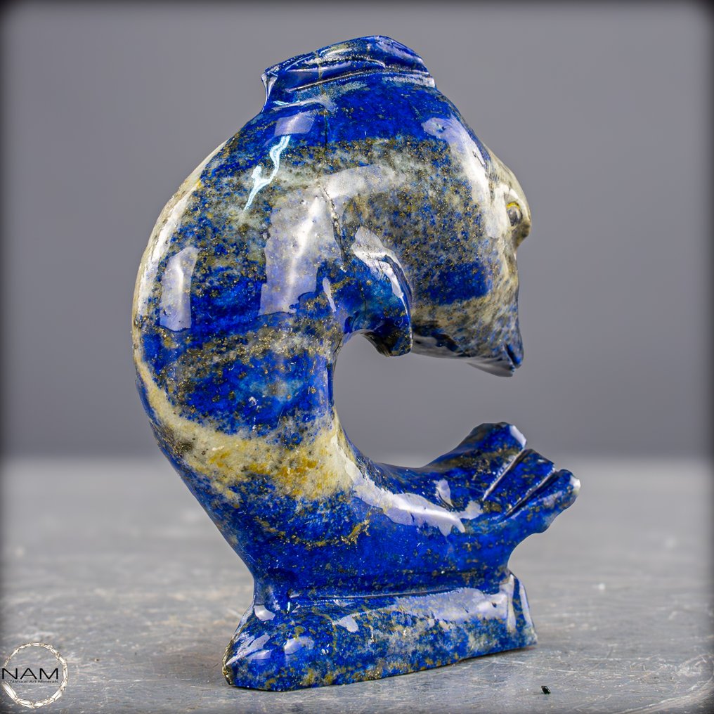 Luonnollinen lapis lazuli -veistos Delfinform, ilmaisuvoimainen & harvinainen- 166.18 g #4.3