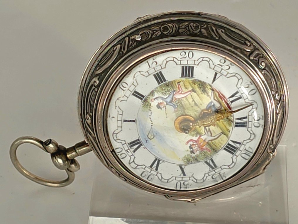 Tarts London - prunkvolle Repousse Silberspindeluhr - feinst gemaltes Ziffernblatt - Top Chatelaine - London um 1765 - Earlier than 1850 #1.0