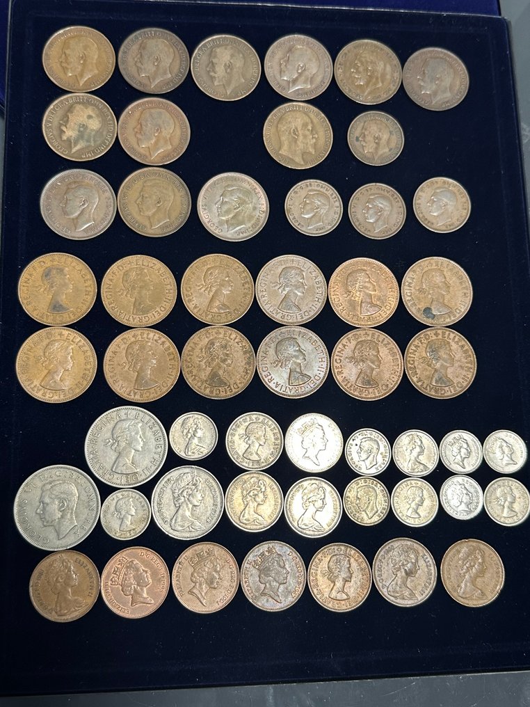 Regno Unito. George V - Elisabeth II. Set of 52x British coins 1900’s / 1920-1967 (Senza prezzo di riserva) #1.0