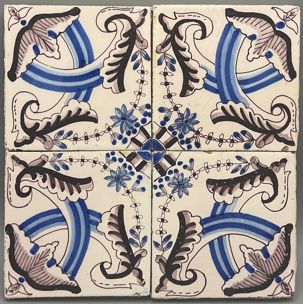  Tile - Diagonal decor - c. 1830  #1.0