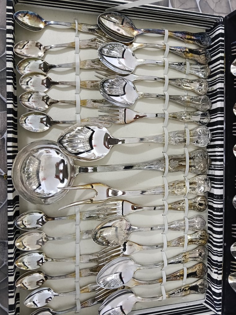 Servizio di posate per 12 (51) - Metallo bianco - Acciaio placcato argento #1.0