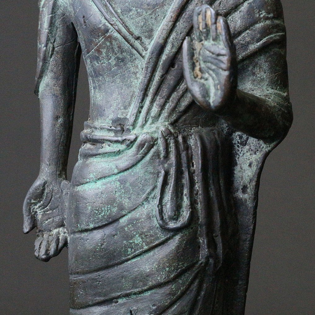 Skulptur, Bronze Buddha on Octagonal Base - 29.8 cm - Bronze #3.2