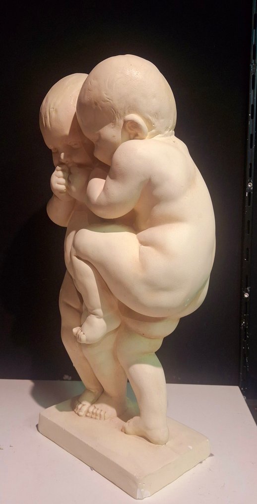 Statue, Kinderen bij de fontein - 51 cm - Plaster #3.2