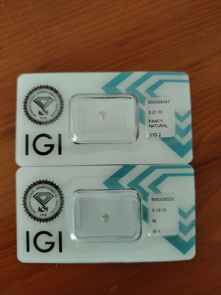 2 pcs Διαμάντι  (Φυσικό)  - 0.40 ct - Κούσιον - VVS2, SI1 - International Gemological Institute (IGI) #1.0