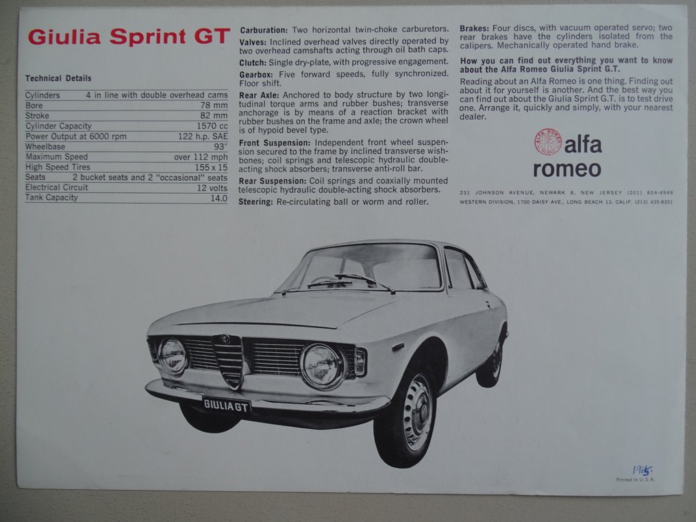 Brochure - Alfa Romeo - Giulia Sprint GT 1600 - 1965 #4.3