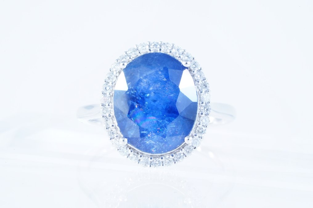 Sans prix de réserve - Bague Platine -  8.84ct. tw. Saphir - Diamant #1.0