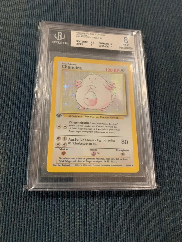 Pokémon - 1 Graded card - Chaneira 3/102 First edition, Foil - Beckett 8 - WOTC #1.0