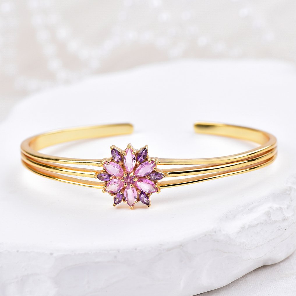 沒有保留價 - 手鈪 銀 - 混合宝石 - 认证 #4.3