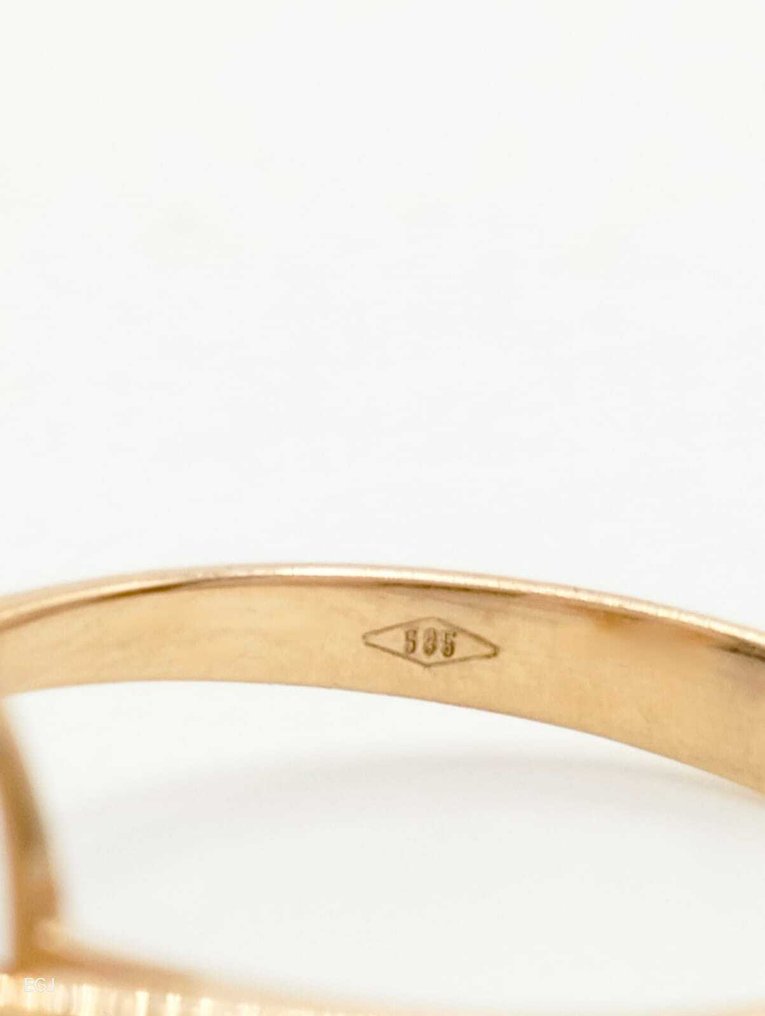 Nincs minimálár - Koktél gyűrű - 14 kt. Rózsa arany Akvamarin - Gyémánt #4.3