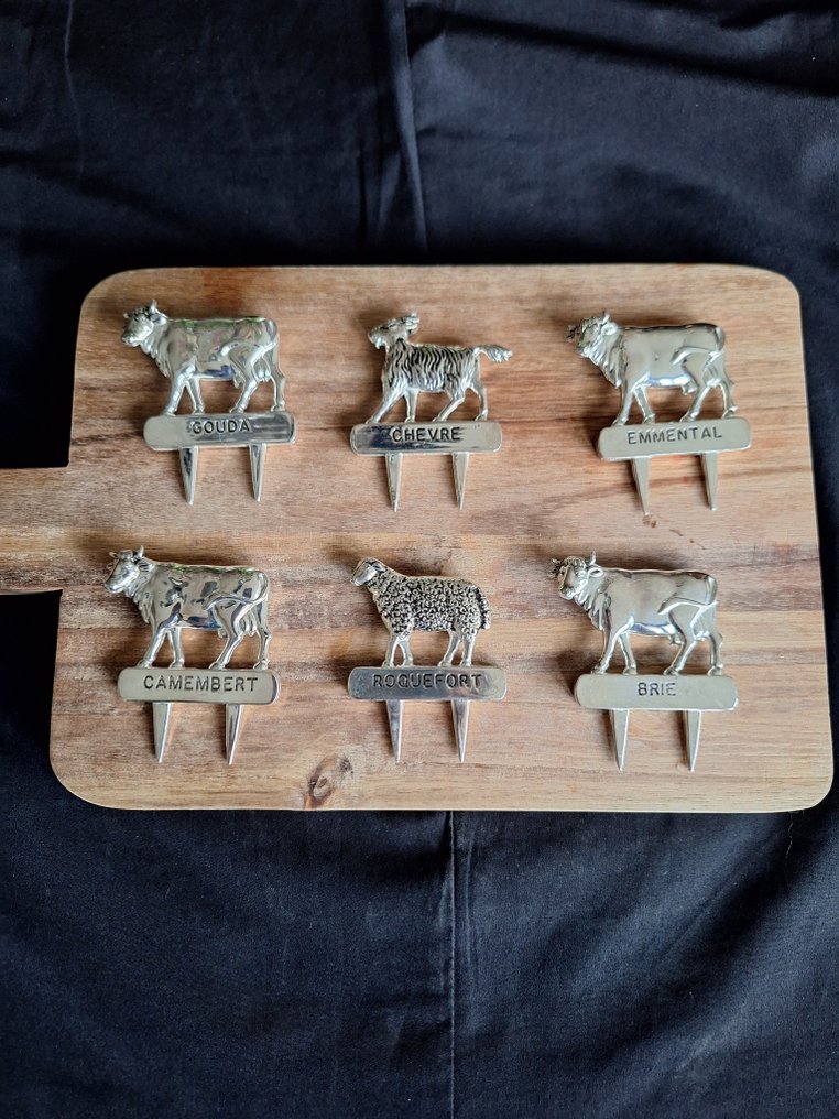 Service de table (6) - métal verni d'argent - Pièces à fromage argentées #1.0