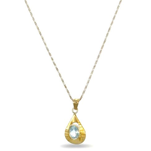 Collier avec pendentif - 18 carats Or jaune - 1.85ct. tw. Aigue-marine #3.2