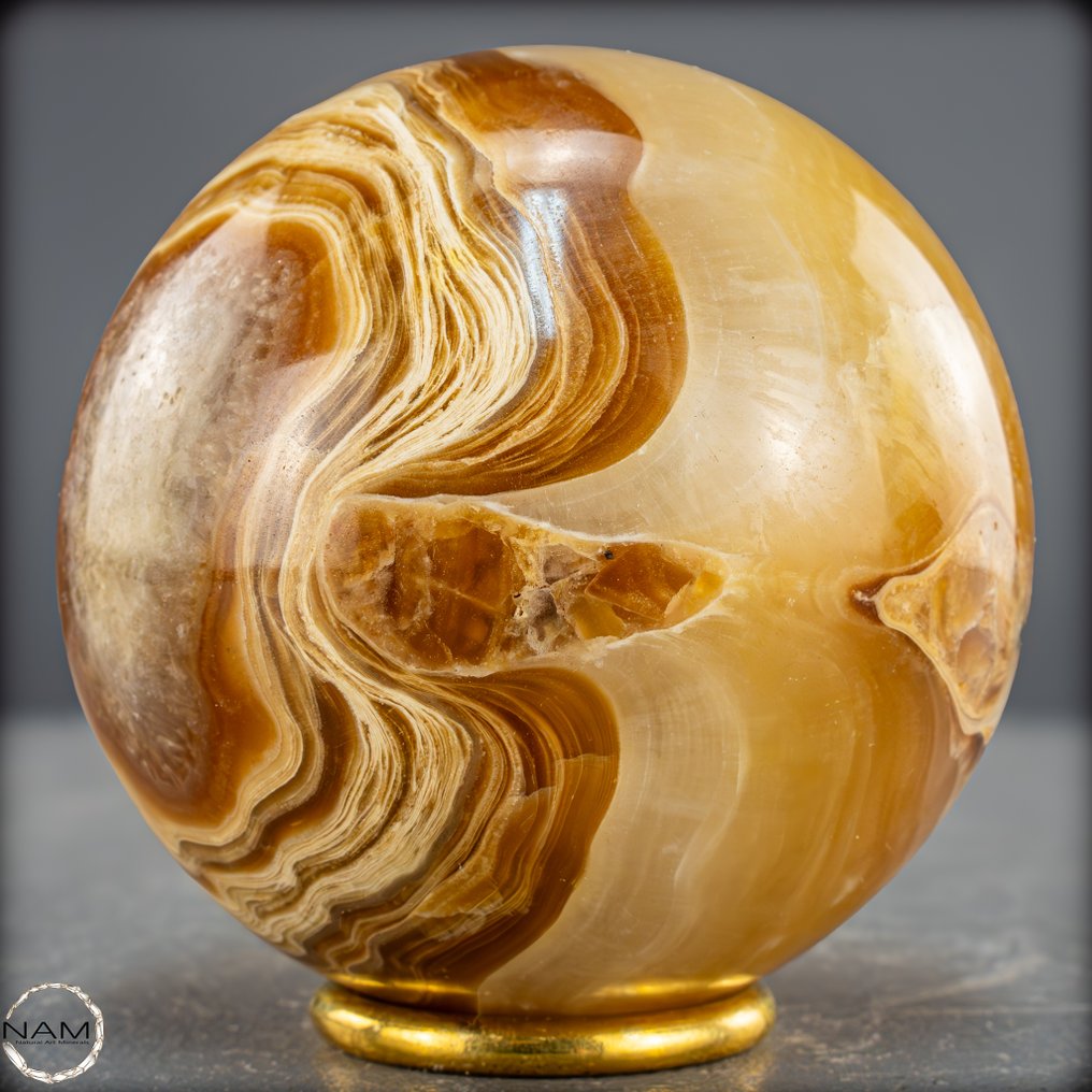 Επιβλητική σφαίρα αραγωνίτη Το έργο τέχνης της Γης σε χρυσόκαρπη αρμονία.- 965.17 g #3.2