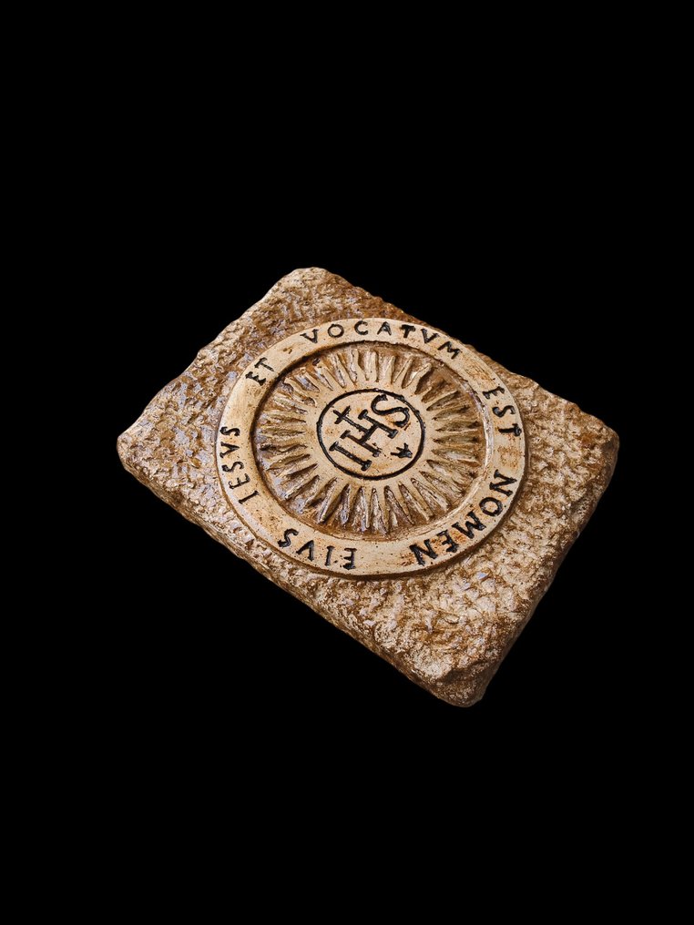 Sculpture, Stemma Araldico " Gesù Cristo " - 25 cm - mineral stone #2.1