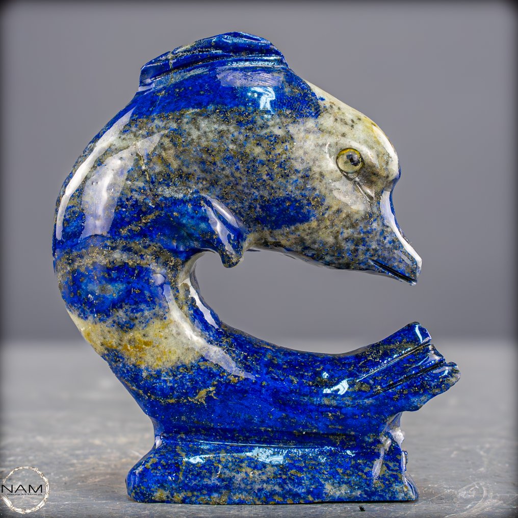Luonnollinen lapis lazuli -veistos Delfinform, ilmaisuvoimainen & harvinainen- 166.18 g #1.0