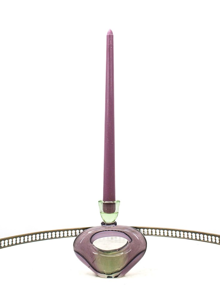 Bougeoir Boho Skrdlovice en verre d'art - Emanuel Beranek - Taperstick (kleine blaker met een dunne pijp) - Uraniumglas #3.2