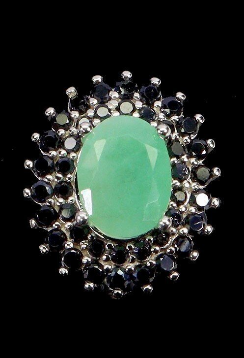 Ingen reservasjonspris - Øredobber Sølv Smaragd - Spinell #2.1