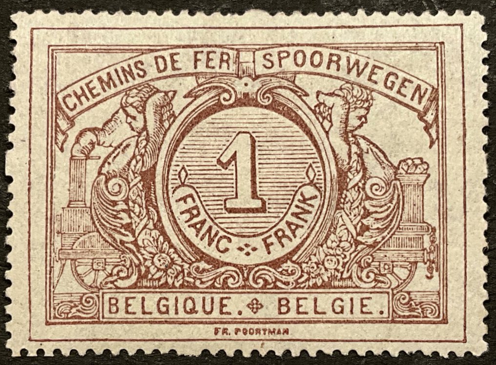 Belgium 1895/1902 - Railway stamps - 3rd series - 1 frank purple-brown - mint condition - OBP/COB TR26 #2.1