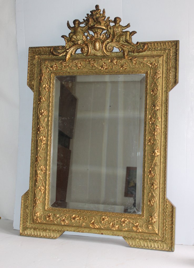 镜子  - 木, 金, stuc - 19世纪金箔 #1.0